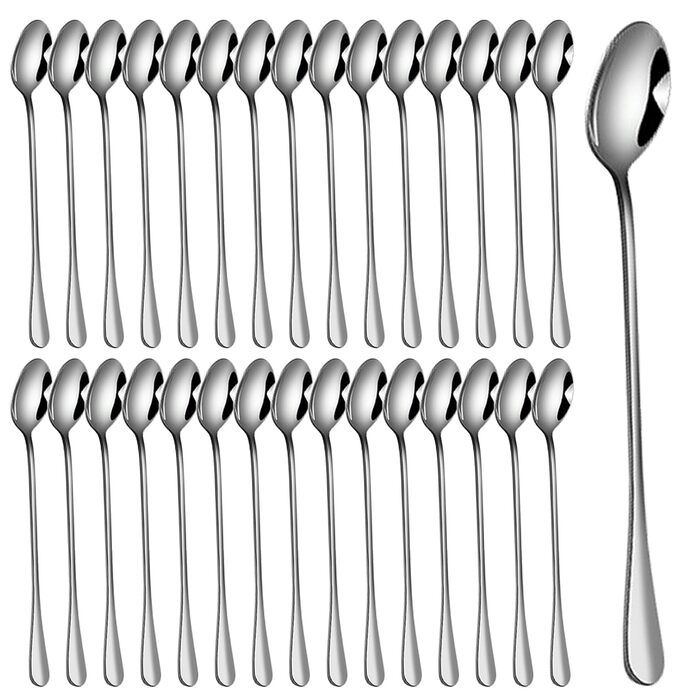 Набір ложок для лате макіато, 30 шт: ложки для кави, морозива, коктейлів та десертів (19,5 см, нержавіюча сталь)