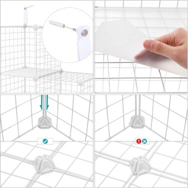 SONGMICS Storage Shelf, 16 Cube Storage System made of Metal Wire, DIY, Modular Grid Shelf, with Wire Frame, LPI44H (White)