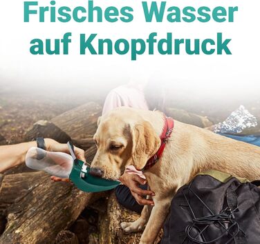 Турбунок для собак Emmi-pet 600 мл з контейнером для корму 150 мл – портативна пляшка для пиття в дорогу для маленьких та великих собак – ідеально підходить для подорожей, походів та активного відпочинку – гігієнічний та легко миється – аксесуари для соба