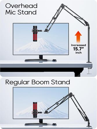 Кріплення для мікрофона Boom Arm, 360° обертання, з кріпленням на стіл, регульований, з адаптером 3/8''-5/8'', для стрімінгу, геймінгу, подкастингу, 15 дюймів, (M05)