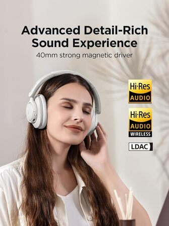 Навушники 1MORE HQ31 Bluetooth бездротові Over-Ear з активним шумозаглушенням, Hi-Res Audio, просторовим звуком, швидкою зарядкою та EQ в додатку (білі)