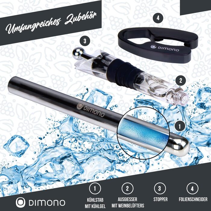 Охолоджувач для пляшок Dimono®: термо-охолоджувач для вина, шампанського та води (4-в-1)