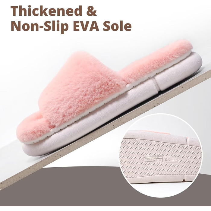 Жіночі плюшеві домашні тапочки з м'якою піною Memory Foam та штучним хутром (Рожеві, 42/43 EU)