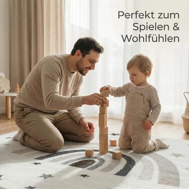 Дитячий килим Kinderteppich DOTS бежево-рожевий 80x150 см, Öko-Tex для дитячої кімнати