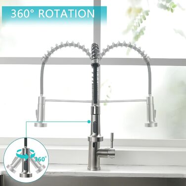 Інфрачервоний сенсорний змішувач для кухні з висувною лійкою, кухонна арматура 360° поворотна, одноручний змішувач з спіральною пружиною, для мийки, щіткове золото