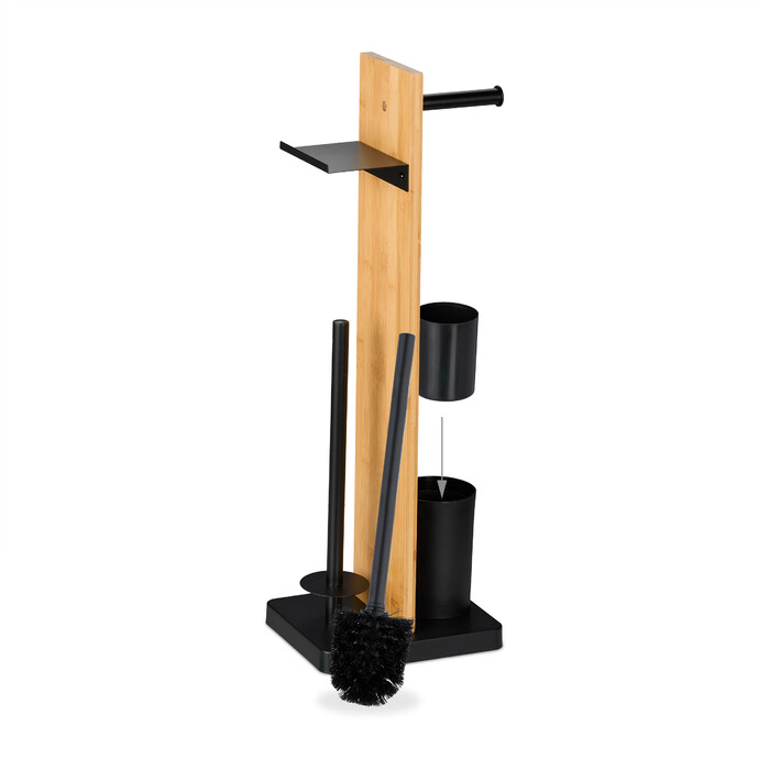 Relaxdays Bamboo & Iron Toilet Set with Storage