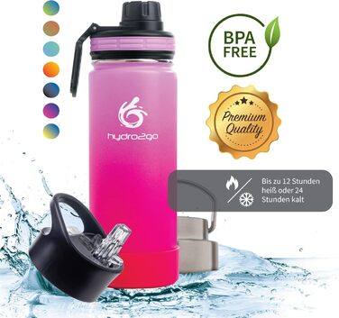 Stainless Steel Water Bottle – BPA-Free Thermo Bottle for Kids, School, Sports & Outdoor – Keeps Drinks Hot up to 12H and Cold up to 24H – Includes 3 Drinking Caps – 500 ml (Bloom)