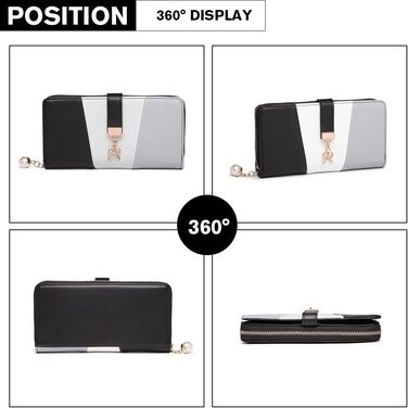 Сумка жіноча Miss Lulu середнього розміру з PU шкіри, сіра+чорна, з плечовим ремінцем для офісу, школи, подорожей та покупок