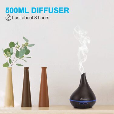 Аромадифузор Diffuserlove 500 мл, ультразвуковий з LED-підсвіткою, зволожувач повітря з пультом, авто-вимкненням, для дому та офісу