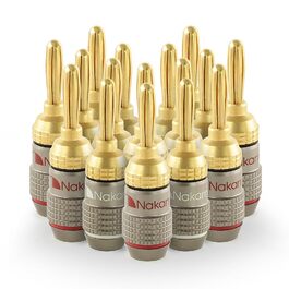 Nakamichi FanLock Excel - Бананові штекери 24K позолочені, 4 мм, 10-18 AWG для акустичних кабелів Hi-Fi, домашнього кінотеатру (16 шт.)