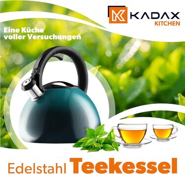 Чайник KADAX з нержавіючої сталі, 3л, з свистком, ретро-дизайн, блакитний