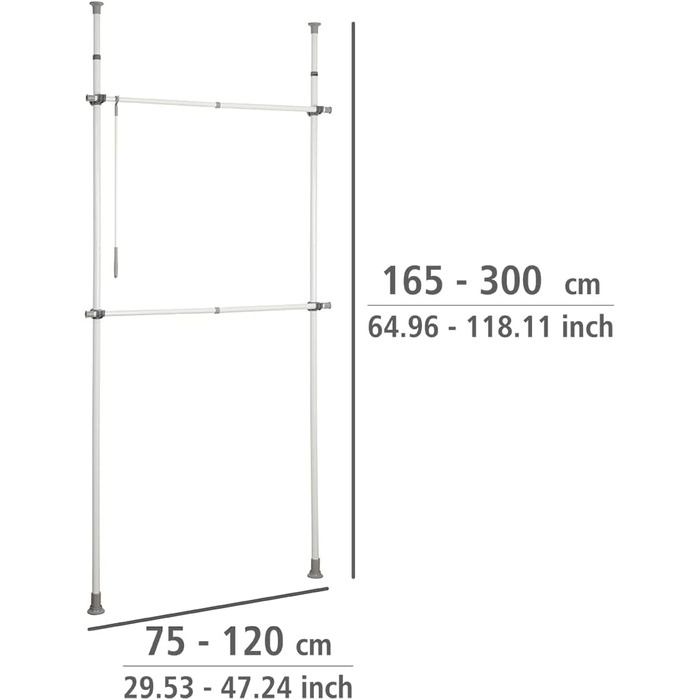 WENKO Telescopic Wardrobe System Hercules Basic (White, Single)