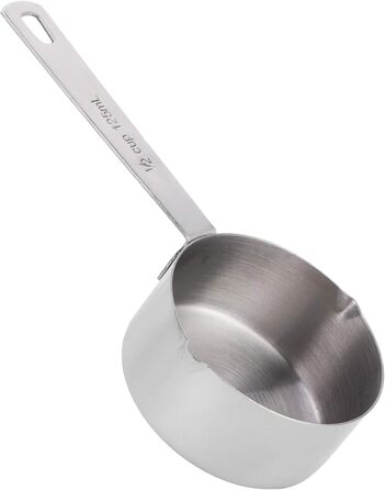 Stainless steel measuring cup 304, metal measuring spoons, baking measuring spoons with scale, cake measuring spoons for the kitchen, kitchen scale (size: 1/3 cup 80 ml) (1/2 cup 125 ml)