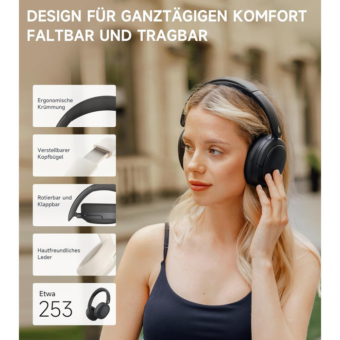 Навушники Edifier W800BT Pro Hybrid ANC Bluetooth 5.4 Over-Ear Чорні - Бездротові, з Шумозаглушенням, Hi-Res Audio, 45 год. роботи, Швидка зарядка, Складні