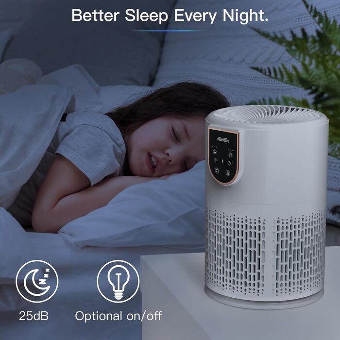 Повітряний фільтр для алергіків з HEPA фільтром H13, очищує до 45 м², 12W, видаляє пил, пилок, шерсть тварин та запахи, 25dB (AP0801) Fine