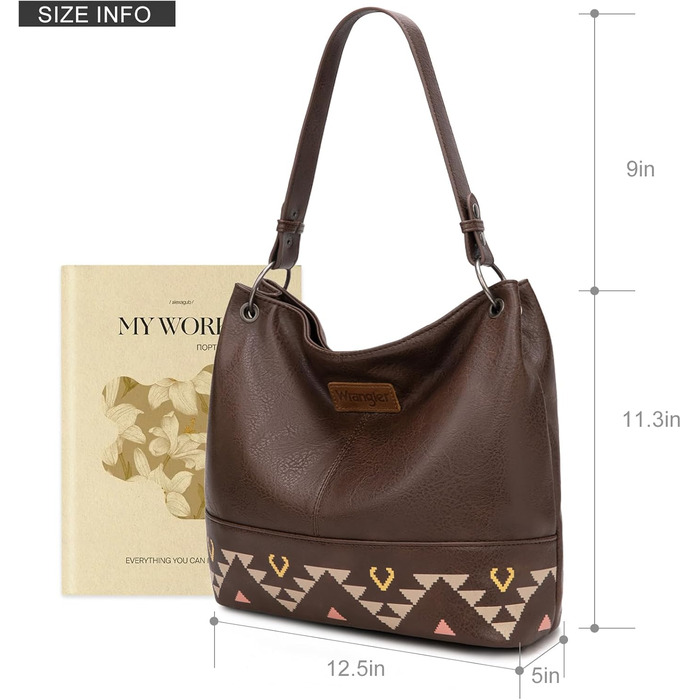 Сумка жіноча Wrangler Hobo з екошкіри, верхня ручка, кросбоді та сумка-тоут (Western Coffee)