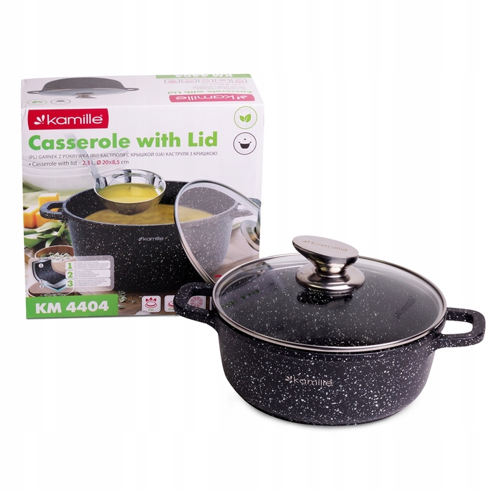 Каструля Kamille з мармуровим покриттям та кришкою, 2.3 л