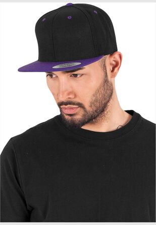 Кепка бейсболка Flexfit Unisex Classic Snapback двоколірна, універсальний розмір, чорний/пурпуровий