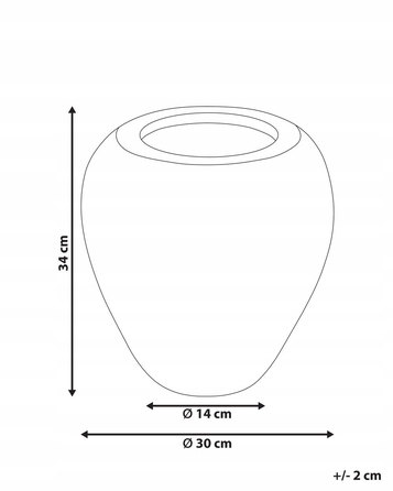 Декоративна керамічна ваза SKIONE, 34 см, світло-коричнева