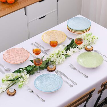 Набір тарілок Vancasso Maracon Natsuki: 8 глибоких тарілок з порцеляни, Ø 21.5 см, 600 мл