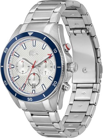 Годинник чоловічий Lacoste Mainsail Chronograph Quartz (білий, металевий браслет)