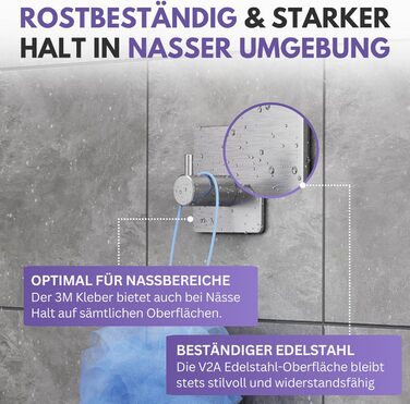 Набір гачків для рушників Filzada® (4 шт.) - не потребують свердління, нержавіюча сталь, 3M, водонепроникні, для ванної кімнати