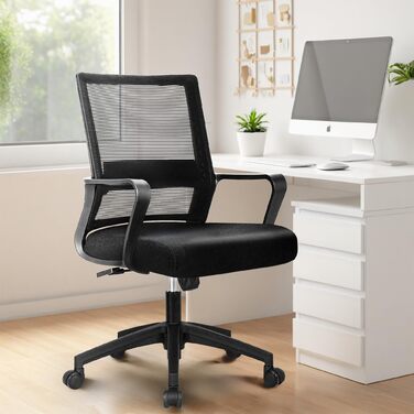 Ергономічне крісло для офісу, крісло для робочого столу з регульованими підлокітниками, 3D-підголівник та 3D-підтримка попереку, офісне крісло з функцією гойдання та нахилу (біле та чорне) (Чорний - оновлення)