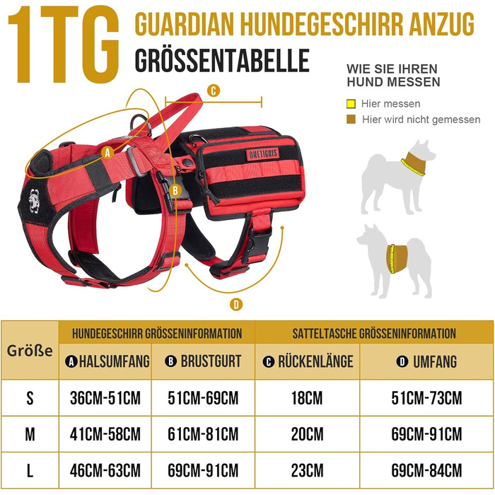 Шлейка для собак OneTigris Guardian з 3 D-подібними кільцями та великою кишенею, червона (M)