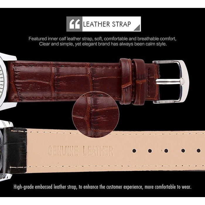 SKMEI чоловічий годинник з римськими цифрами та шкіряним ремінцем, аналоговий кварц (сріблястий)