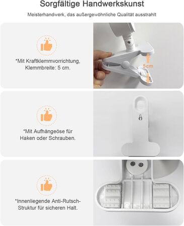 Нічник на ліжко акумуляторний бездротовий з USB-C, 5000mAh, з кліпсою, димуючий, з пультом, LED, 360° поворотний, для спальні, кемпінгу (білий)