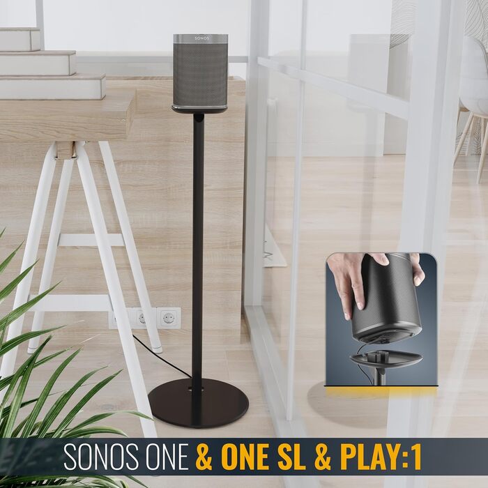 Підставка для колонок RICOO LH054-F (1 шт.) з кабельною організацією для Sonos One, One SL, Play:1. Стабільна підставка, бокс-фут, для колонок Sonos