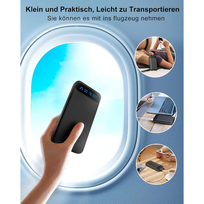 Enerwow Power Bank 2 шт. 16000mAh: портативний зарядний пристрій з LCD дисплеєм для iPhone 15/14/13/12 Pro Max та смартфонів (чорний/білий)