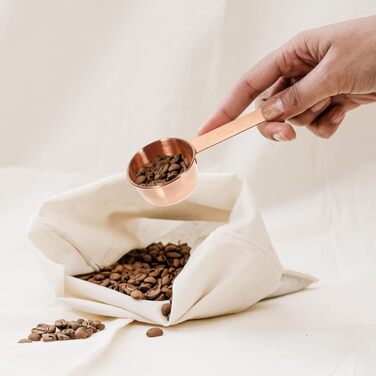 4-Piece Measuring Spoon and Cup Set - Measuring Spoon Sets, Tea Measuring Cups, Dry Measuring Cups, Basic Coffee Bean Scoops, Measuring Spoons and Cups, Stainless Steel, Rose Gold