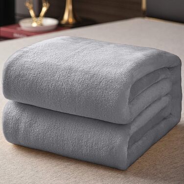 Плед KEPLIN Luxuriöse Flanelldecke: великий м'який плед з мікрофібри, 150 x Queen, сріблясто-сірий