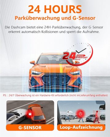 Відеореєстратор Antfutre Dashcam Auto Vorne Hinten 4K+1080P з GPS, WiFi, HDR, G-Sensor, 24/7 Parküberwachung, Loop-Aufnahme MXC-857-64GB