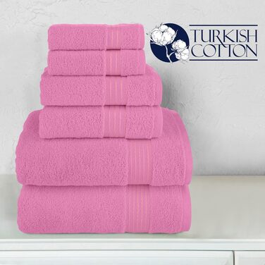 Набір рушників Elegant Comfort Premium Cotton з турецької бавовни, 6 предметів (2 рушники для обличчя, 2 рушники для рук, 2 банні рушники), світло-рожевий