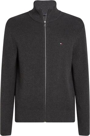 Кардиган Tommy Hilfiger чоловічий з блискавкою, бавовна, білий (слонова кістка), сірий (темно-сірий heather), розмір L