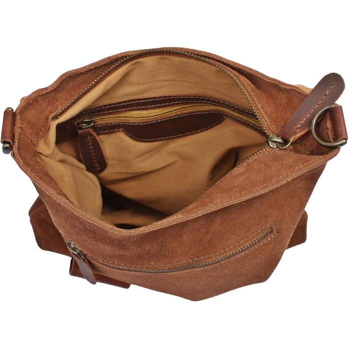 Сумка жіноча LE CONI крос-боді з натуральної замші (коричнева) 29x29x6 см - оригінальна німецька якість