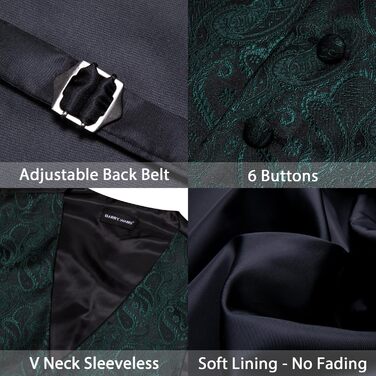 Костюмний жилет Barry.Wang з паєтками, краватка, метелик, комплект з 8 предметів для весілля, зелений жаккард