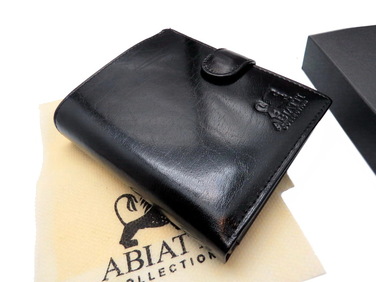 Шкіряний вертикальний гаманець Abiatti чорного кольору з RFID-захистом та 14 відділеннями
