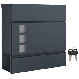 Поштовий ящик SONGMICS XXL з газетницею, антрацит, 37x37x10.5 см, з ключем та захистом від реклами