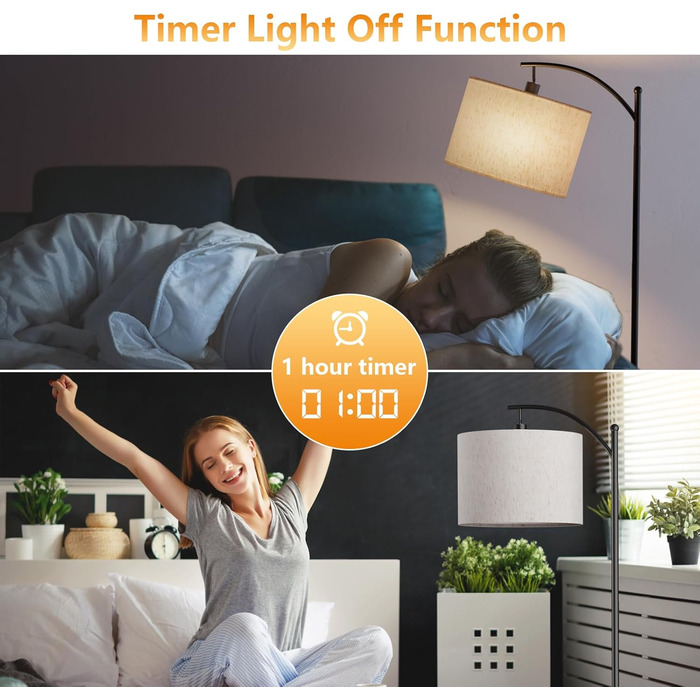 Стійка лампа для вітальні з пультом керування, 3 колірні температури, сумісна з LED, чорного кольору, з димуванням, з кнопкою на ніжці, для спальні, читання, офісу, з лампочкою в комплекті