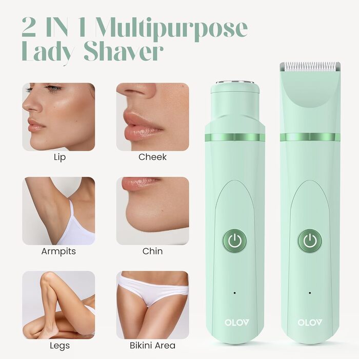 Електричний тример для бікіні для жінок, безболісний жіночий тример, акумуляторний, водонепроникний IPX7, для ніг, пахв, інтимної зони