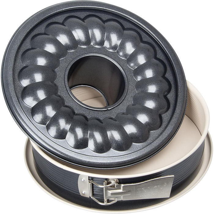 Zenker 7813 Springform Crème Noir with 2 tiers, diameter 29 cm, stainless steel, gray / beige, 28 x 28 x 7 cm, anthracite / cream