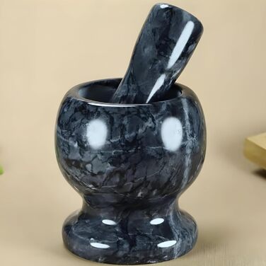 Гранітний ступка та товкачок Retoo - міцний набір для спецій та трав, сірий, 10,7x10,7 см