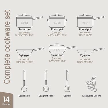 Набір посуду 14 предметів з антипригарним покриттям Cookware Set – каструлі з кришками, сковороди для газових, електричних, керамічних та індукційних плит – чорний колір