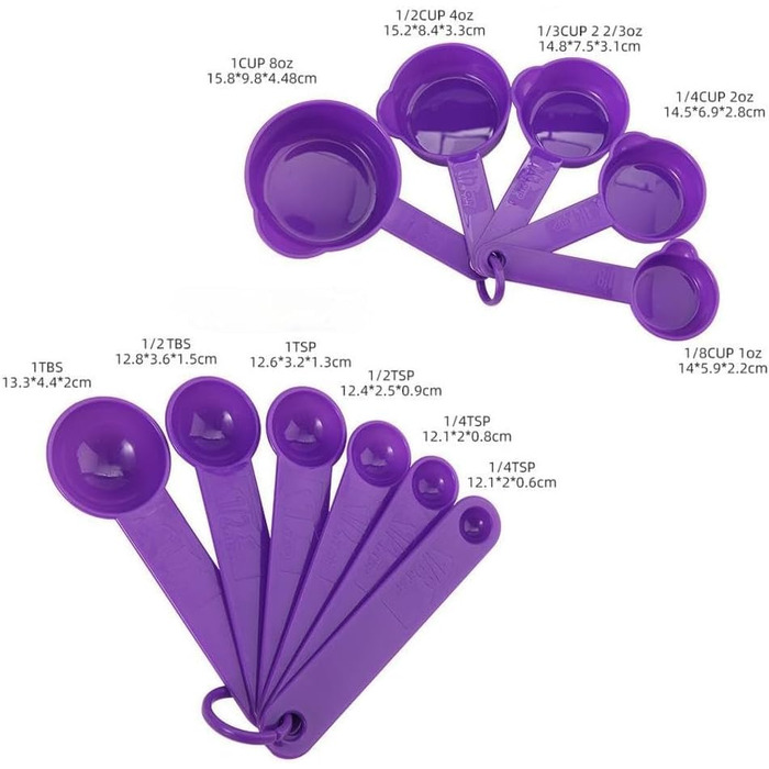 Measuring cup and spoon set, 11-piece plastic measuring cup and spoon set for dry and liquid ingredients, 5 measuring cups and 6 measuring spoon set for kids for cooking and baking, color: Pink