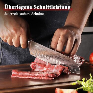 Японський ніж Sunnecko Santoku 17см - професійний кухонний ніж для приготування їжі, ніж шеф-кухаря, ніж для овочів та м'яса