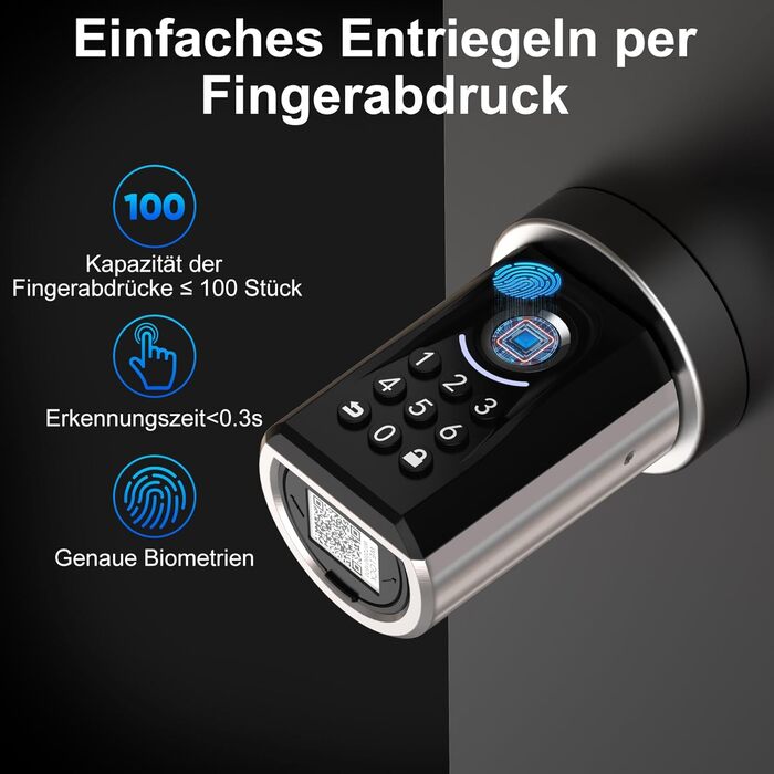 Електронний замок WELOCK ToucA51 з відбитком пальця, PIN-кодом, RFID, Wi-Fi, для дверей 30-70 мм