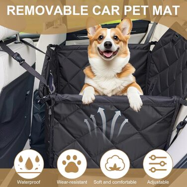 Автомобільний лежак для собак - переноска для собак, чорний, водонепроникний, з ременями, для малих та середніх собак